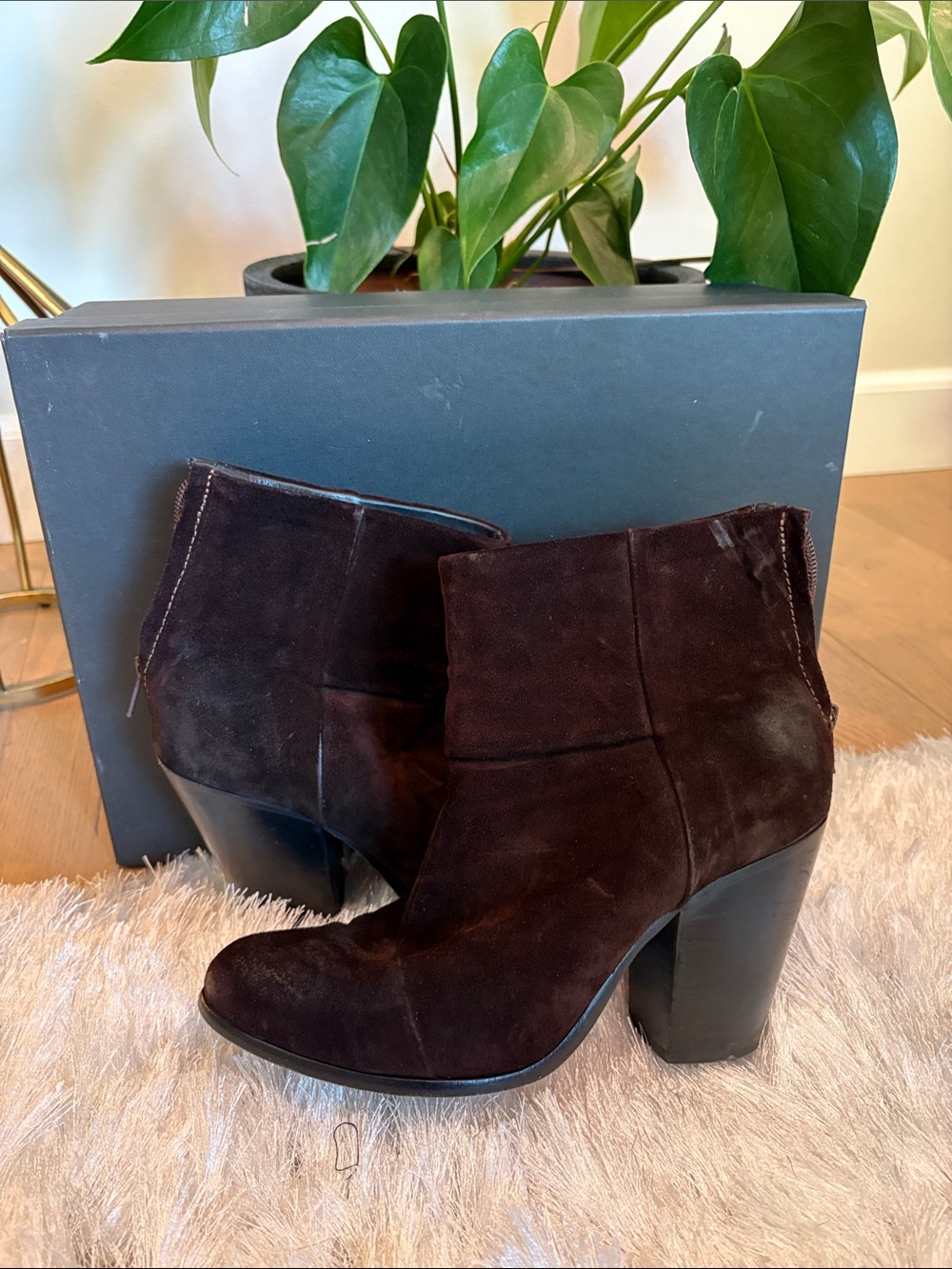 Rag & Bone burgundy Suede Ankle Booties